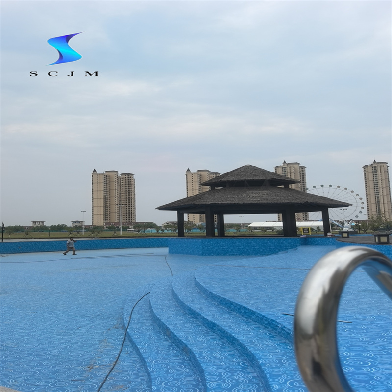 山東威海那香海國際度假區(qū)泳池膠膜鋪裝完成